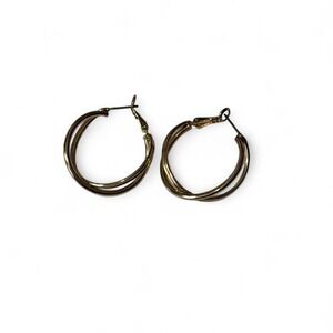 Gold Tone Double Hoop Earrings
